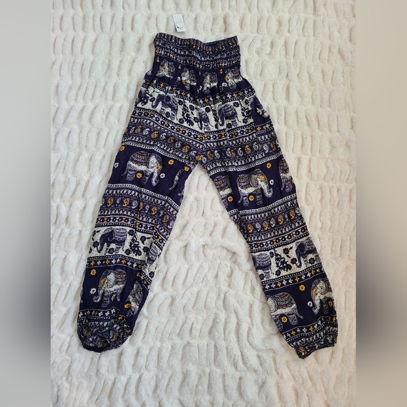 Pants - New NWT Small Boho Navy White Flowy Elephant India Yoga Pants